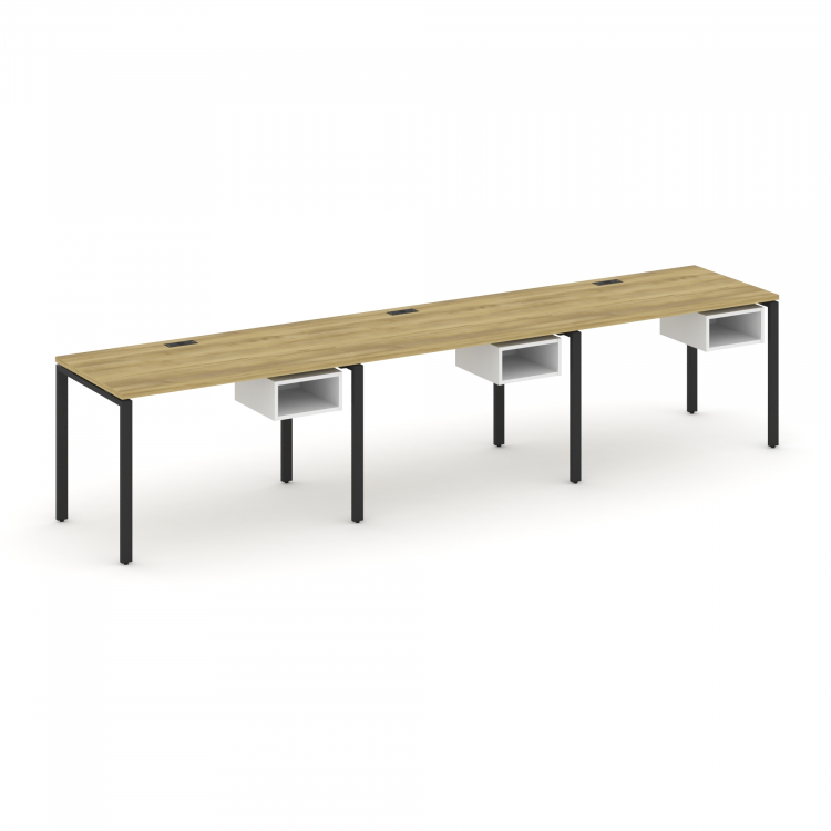 Concept Рабочая станция односторонняя с подвес. тумбами 3 места CN.ORS-122 Дуб Винченцо/Белый Брилли