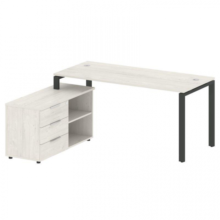 Metal System Рабочая станция с тумбой на П-образном м/к БП.РС-СТС-2.4 (L) Дуб Наварра/Металл Антраци