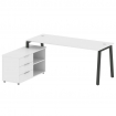 Metal System Рабочая станция с тумбой на А-образном м/к БА.РС-СТС-2.5 (L) Белый/Металл Антрацит 1900