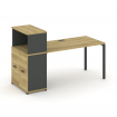 Concept Стол рабочий с опорным распаш. шкафом с надставкой низ. CN.SP-225 A Дуб Винченцо/Антрацит/Ме