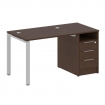 Metal System Рабочая станция с тумбой на П-образном м/к БП.РС-СТП-1.1 Венге Цаво/Металл Серый 1412*7