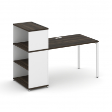 Concept Стол рабочий с опорным стеллажом с надставкой низ. CN.SP-210 Дуб Мали/Белый Бриллиант/Металл