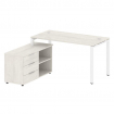 Metal System Рабочая станция с тумбой на П-образном м/к БП.РС-СТС-2.3 (L) Дуб Наварра/Металл Белый 1