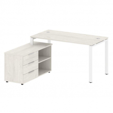 Metal System Рабочая станция с тумбой на П-образном м/к БП.РС-СТС-2.3 (L) Дуб Наварра/Металл Белый 1