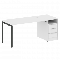 Metal System Quattro Рабочая станция с тумбой на П-образном м/к 40БП.РС-СТП-1.3 Белый/Металл Антраци