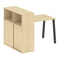 Metal System Стол письменный с шкафом-купе на А-образном м/к БА.РС-СШК-3.1 Т Акация Лорка/Металл Ант