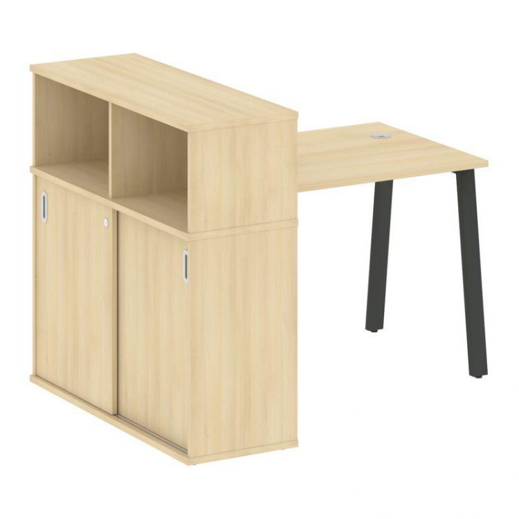 Metal System Стол письменный с шкафом-купе на А-образном м/к БА.РС-СШК-3.1 Т Акация Лорка/Металл Ант