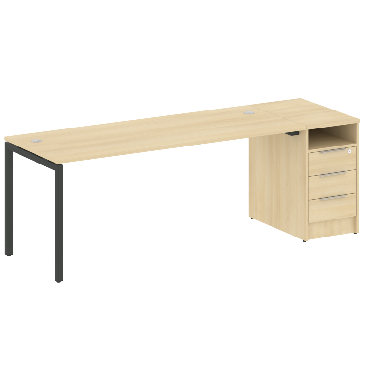 Metal System Quattro Рабочая станция с тумбой на П-образном м/к 40БП.РС-СТП-1.5 Акация Лорка/Металл