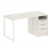 Metal System Рабочая станция с тумбой на О-образном м/к БО.РС-СТП-1.1 Дуб Наварра/Металл Белый 1412*