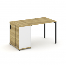 Concept Стол рабочий с опорным шкафом-купе CN.SP-233 B Дуб Винченцо/Белый Бриллиант/Металл Черный 14
