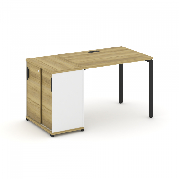 Concept Стол рабочий с опорным шкафом-купе CN.SP-233 B Дуб Винченцо/Белый Бриллиант/Металл Черный 14