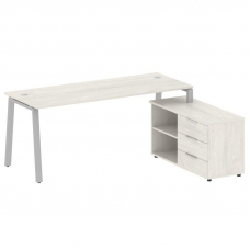 Metal System Рабочая станция с тумбой на А-образном м/к БА.РС-СТС-2.5 (R) Дуб Наварра/Металл Серый 1