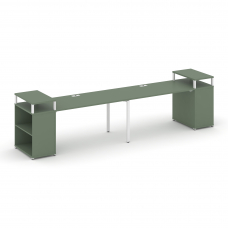 Concept Рабочая станция с опорными стеллажами с верх. горизонтами CN.ORS-208 Кобо/Металл Белый 4000*