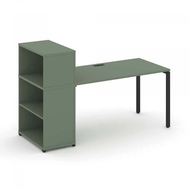 Concept Стол рабочий с опорным стеллажом с надставкой низ. CN.SP-209 Кобо/Металл Черный 1400*720*114