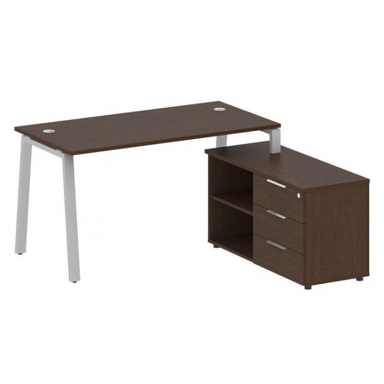 Metal System Рабочая станция с тумбой на А-образном м/к БА.РС-СТС-2.3 (R) Венге Цаво/Металл Серый 15