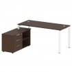 Metal System Рабочая станция с тумбой на П-образном м/к БП.РС-СТС-2.4 (L) Венге Цаво/Металл Белый 17