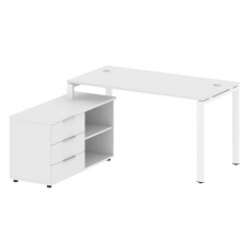 Metal System Рабочая станция с тумбой на П-образном м/к БП.РС-СТС-2.3 (L) Белый/Металл Белый 1500*15