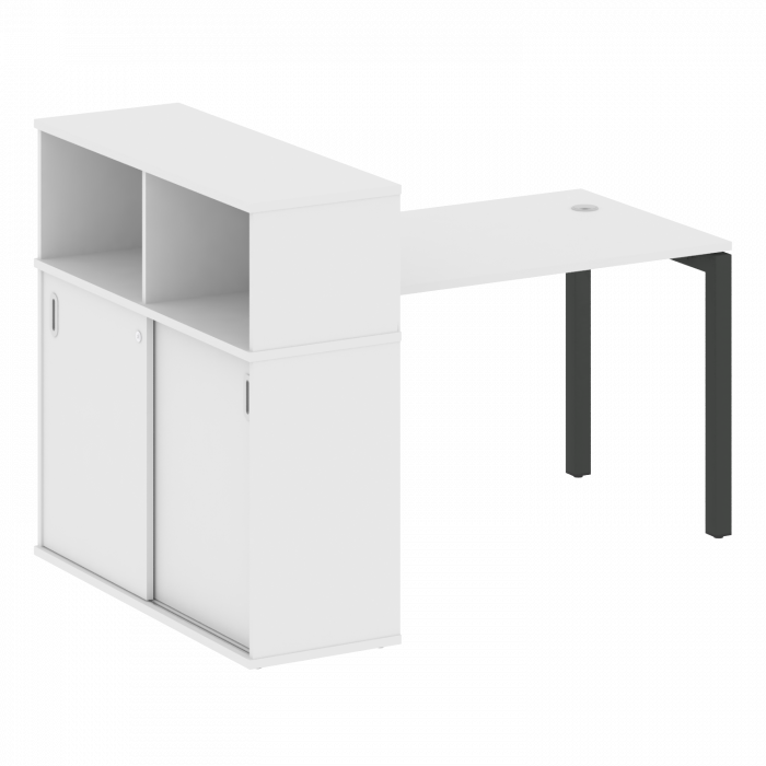 Метал Систем Куатро Стол письменный с шкафом-купе на П-образном м/к 50БП.РС-СШК-3.2 Т Белый/Металл А