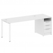 Metal System Рабочая станция с тумбой на П-образном м/к БП.РС-СТП-1.4 Белый/Металл Белый 2012*720*75
