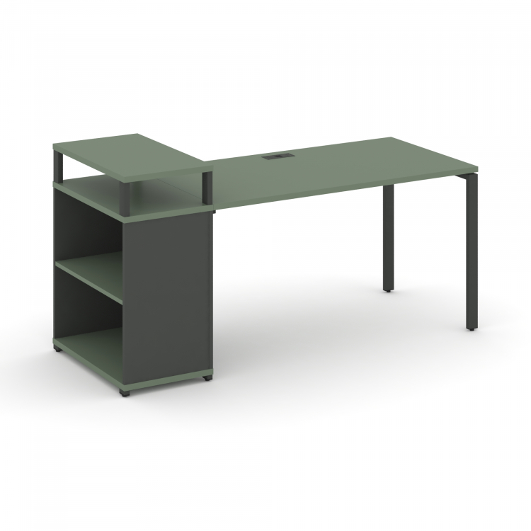 Concept Стол рабочий с опорным стеллажом с верх. горизонтом CN.SP-207 Кобо/Антрацит/Металл Антрацит