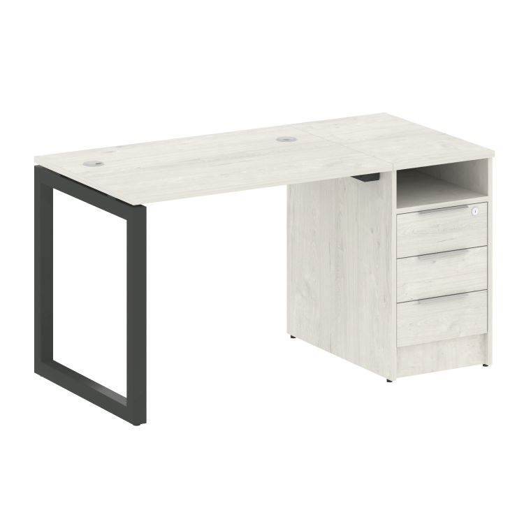 Metal System Quattro Рабочая станция с тумбой на О-образном м/к 50БО.РС-СТП-1.1 Дуб Наварра/Металл А