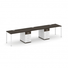 Concept Рабочая станция 3 места с 2 опорными тумбами CN.ORS-433 W Дуб Мали/Белый Бриллиант/Металл Бе