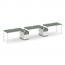 Concept Рабочая станция 3 места с 2 опорными тумбами CN.ORS-329 W Кобо/Белый Бриллиант/Металл Белый