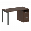 Metal System Quattro Рабочая станция с тумбой на П-образном м/к 50БП.РС-СТП-1.1 Венге Цаво/Металл Ан