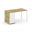 Concept Стол рабочий с опорным распаш. шкафом CN.SP-217 W Дуб Винченцо/Белый Бриллиант/Металл Белый