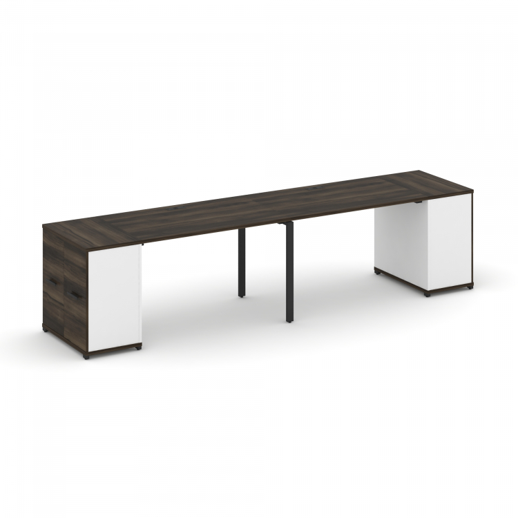 Concept Рабочая станция с опорными распаш. шкафами CN.ORS-218 B Дуб Мали/Белый Бриллиант/Металл Черн