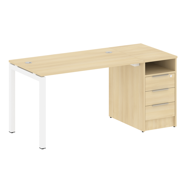 Metal System Quattro Рабочая станция с тумбой на П-образном м/к 50БП.РС-СТП-1.2 Акация Лорка/Металл