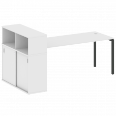 Metal System Quattro Стол письменный с шкафом-купе на П-образном м/к 40БП.РС-СШК-3.5 Т Белый/Металл