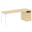 Metal System Рабочая станция с тумбой на А-образном м/к БА.РС-СТП-1.4 Акация Лорка/Металл Белый 2012