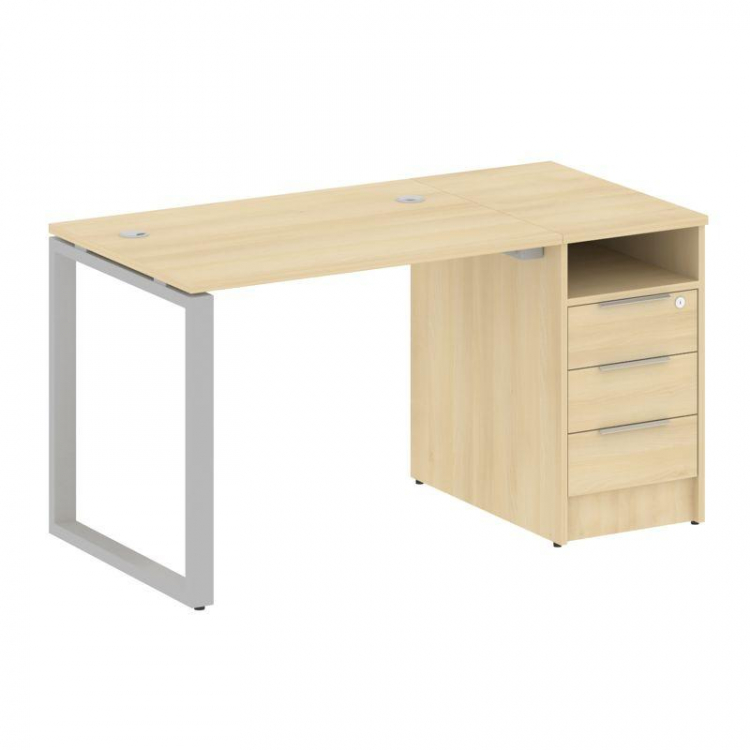 Metal System Рабочая станция с тумбой на О-образном м/к БО.РС-СТП-1.1 Акация Лорка/Металл Серый 1412