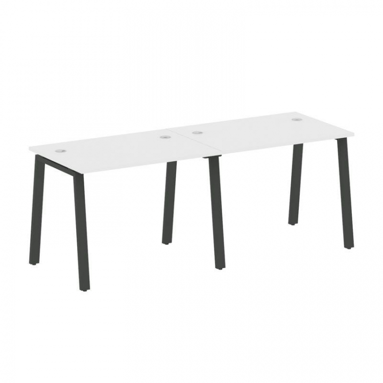 Metal System Рабочая станция на 2 места на А-образном м/к БА.СМ-2.1 Белый/Металл Антрацит 2000*720*7