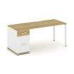 Concept Стол рабочий с 1 опорной тумбой CN.SP-407 W Дуб Винченцо/Белый Бриллиант/Металл Белый 1800*7