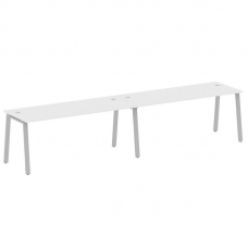 Metal System Рабочая станция на 2 места на А-образном м/к БА.СМ-2.5 Белый/Металл Серый 3600*720*750