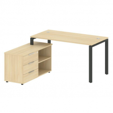 Metal System Рабочая станция с тумбой на П-образном м/к БП.РС-СТС-2.3 (L) Акация Лорка/Металл Антрац