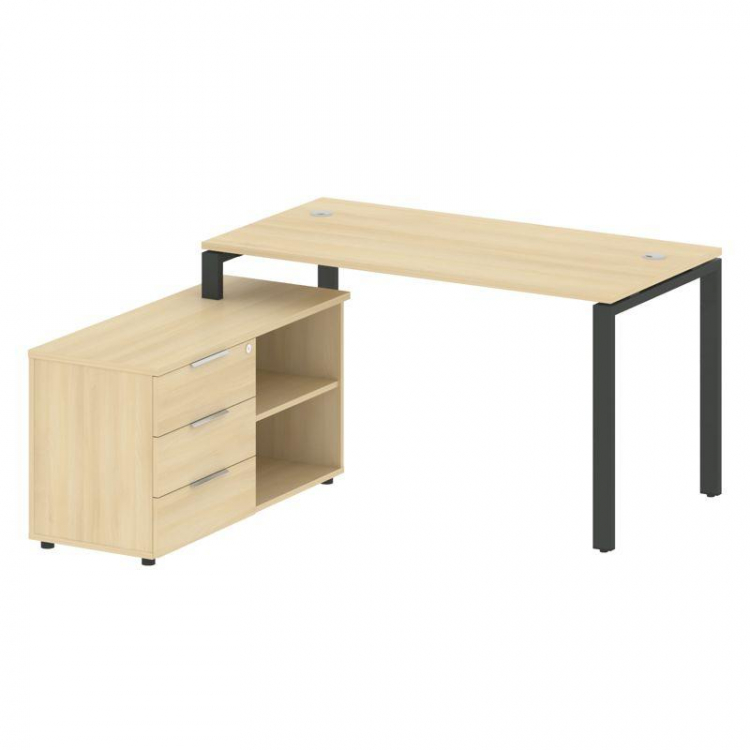 Metal System Рабочая станция с тумбой на П-образном м/к БП.РС-СТС-2.3 (L) Акация Лорка/Металл Антрац