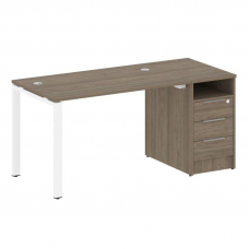 Metal System Рабочая станция с тумбой на П-образном м/к БП.РС-СТП-1.2 Вяз Благородный/Металл Белый 1