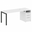 Metal System Quattro Рабочая станция с тумбой на П-образном м/к 50БП.РС-СТП-1.3 Белый/Металл Антраци