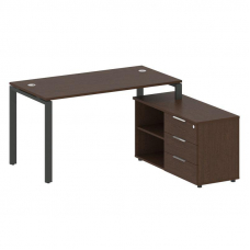 Metal System Рабочая станция с тумбой на П-образном м/к БП.РС-СТС-2.3 (R) Венге Цаво/Металл Антрацит