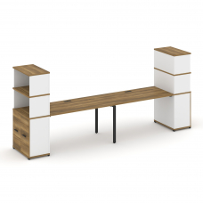 Concept Рабочая станция с опорными распаш. шкафами с надставкой выс. CN.ORS-231 B Сандал Янтарный/Бе