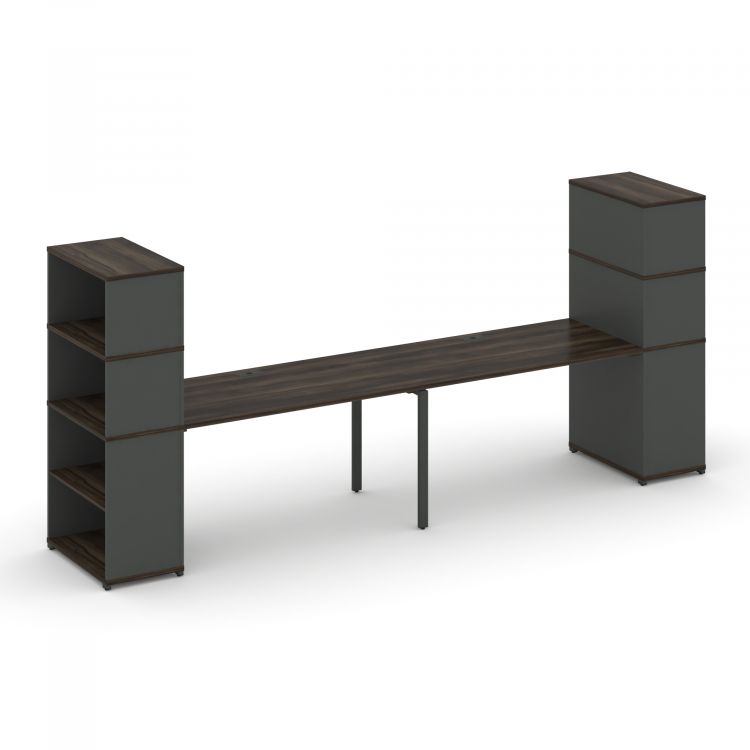Concept Рабочая станция с опорными стеллажами с надставкой выс. CN.ORS-214 Дуб Мали/Антрацит/Металл