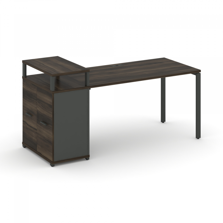 Concept Стол рабочий с опорным распаш. шкафом с верх. горизонтом CN.SP-222 A Дуб Мали/Антрацит/Мета