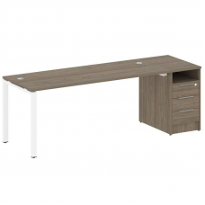 Metal System Рабочая станция с тумбой на П-образном м/к БП.РС-СТП-1.5 Вяз Благородный/Металл Белый 2