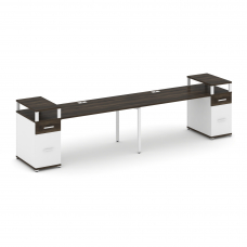 Concept Рабочая станция 2 места с 2 опорными тумбами CN.ORS-431 W Дуб Мали/Белый Бриллиант/Металл Бе