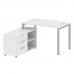 Metal System Рабочая станция с тумбой на П-образном м/к БП.РС-СТС-2.2 (L) Белый/Металл Серый 1300*15