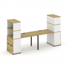 Concept Рабочая станция с опорными распаш. шкафами с надставкой выс. CN.ORS-229 B Дуб Винченцо/Белый