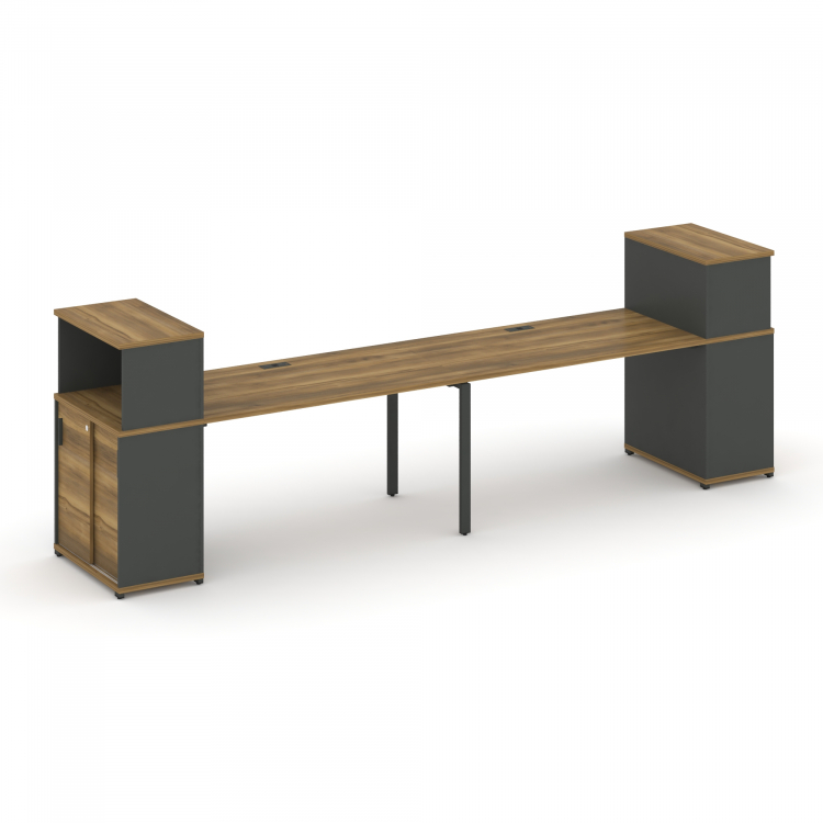 Concept Рабочая станция с опорными шкафом-купе с надставкой низ. CN.ORS-237 A Сандал Янтарный/Антрац